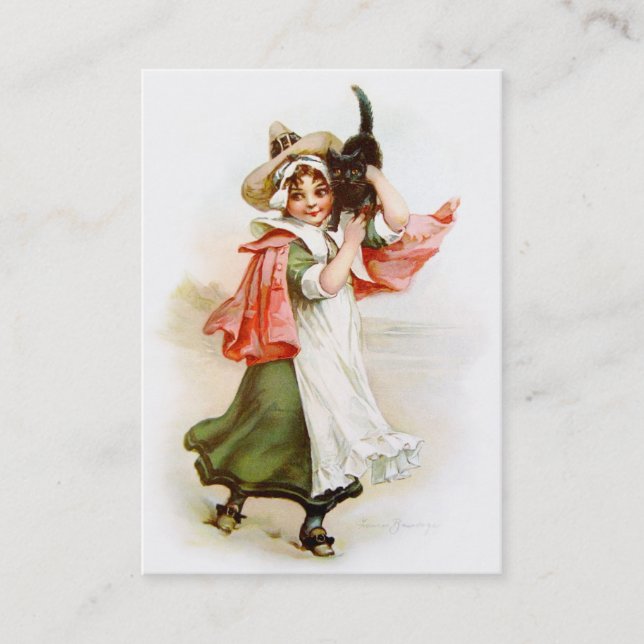 Cartão De Visita Brundage: Pouca bruxa de Salem (Frente)