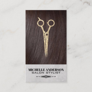 Cartão De Visita Brunette Hair   Tesouras de salão de cabelo