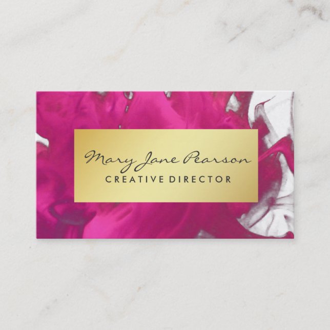 Cartão De Visita Brushstrokes vermelhos abstratos elegantes da (Frente)