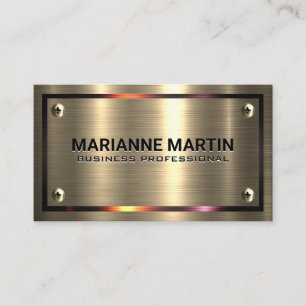 Cartão De Visita Bruto Dourado de metal Fronteira Metálica Para