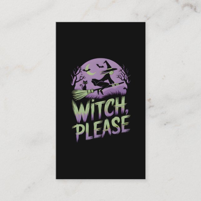 Cartão De Visita Bruxa, por favor | Festival de Halloween (Frente)