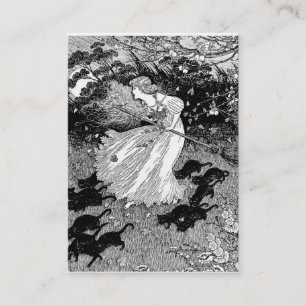 Cartão De Visita Bruxas e gatos pretos à lua