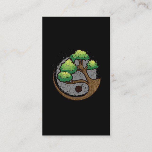 Cartão De Visita Budismo Japonês Bonsai Tree Yin Yang Zen Art (Frente)