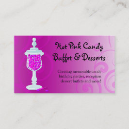 Cartão De Visita Bufê de Doces Rosa Choque Fuchsia