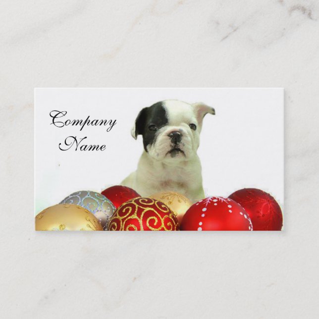 Cartão De Visita Buldogue francês do Natal (Frente)