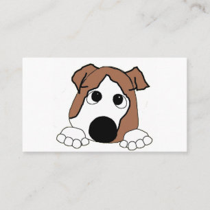 Cartão De Visita bulldog vermelho e branco espiando desenho animado