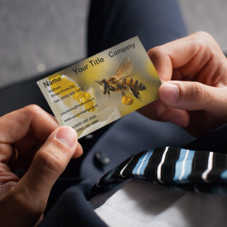 Cartão De Visita Bumble Bee Yellow Flower Bee todas cobertas de pól