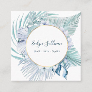 Cartão de visita buquê azul Boho