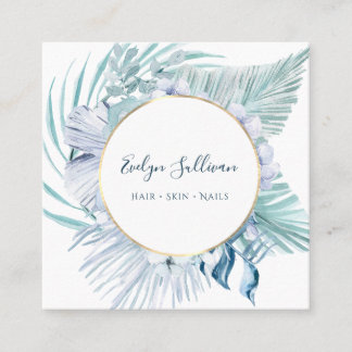 Cartão de visita buquê azul Boho