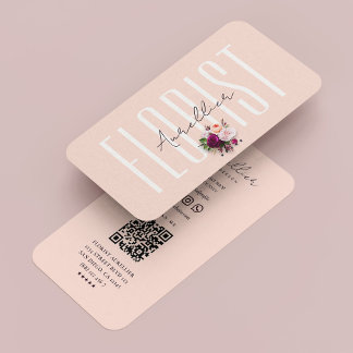 Cartão De Visita Buquê Botânico Moderno Florista Boho Rosa