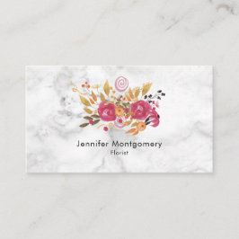 Cartão De Visita Buquê cor-de-rosa e flor laranja na textura do már