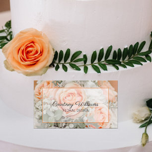 Cartão De Visita Buquê de Casamento de Peach Design