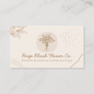 Cartão De Visita Buquê De Flores De Casamento De Caligrafia Bege Ro