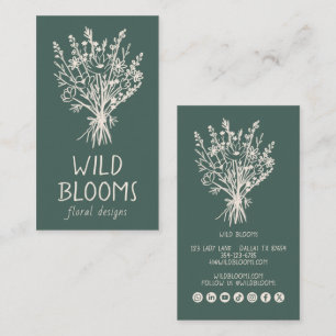 Cartão De Visita Buquê de Flores Silvestres Floral Social Rústico M