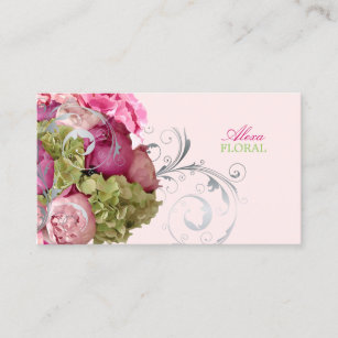 Cartão De Visita buquê de peões PixDezines, floristas/cores vivas