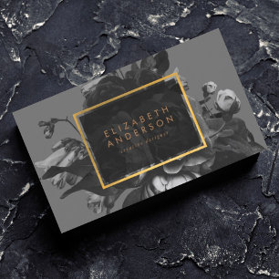 Cartão De Visita Buquê de Rosa preto Dourado mais avançado do Sty