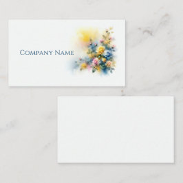 Cartão De Visita Buquê de Rosas Amarelas, Azuis e Rosa