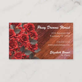 Cartão De Visita Buquê de Rosas Vermelhas Florista Design Floral