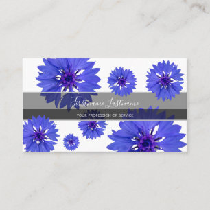 Cartão De Visita Buquê elegante b de flor azul de cornflora azul