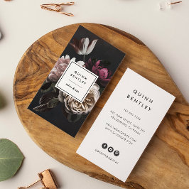 Cartão De Visita Buquê Floral Escuro Elegante | Vertical