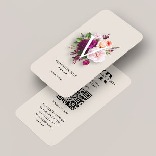 Cartão De Visita Buquê Floral Estético Mínimo Inicial Areia