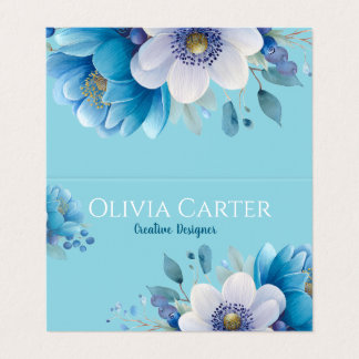 Cartão De Visita buquê floral no estilo sereno de aquarela.