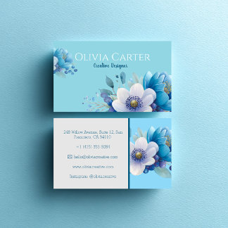 Cartão De Visita buquê floral no estilo sereno de aquarela.