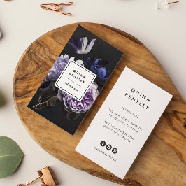 Cartão De Visita Buquê Floral Violeta Escuro Elegante | Vertical