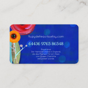 Cartão De Visita Buquê real azul em flor pontos polka reais azuis