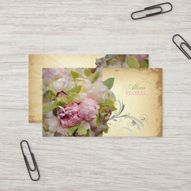 Cartão De Visita buquês de peões PixDezines/fundo de dia (Frente/Verso In Situ)