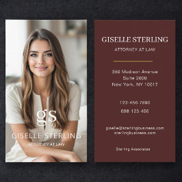 Cartão De Visita Burgundy Attorney at Law Photo Professional