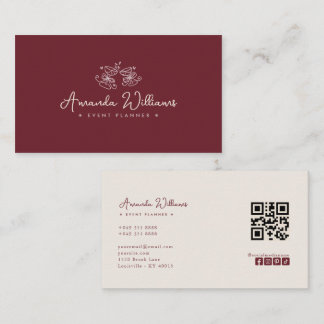 Cartão de Visita Burgundy Mídia Social Código QR