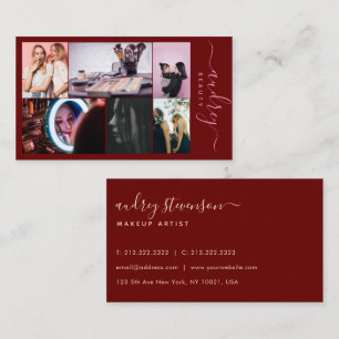 Cartão De Visita Burgundy profissional e assinatura Dourada 6 fotos