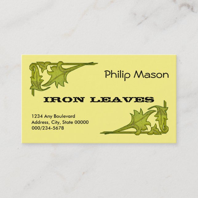 Cartão De Visita Bus. Card - Leafy Brackets in Green (Frente)