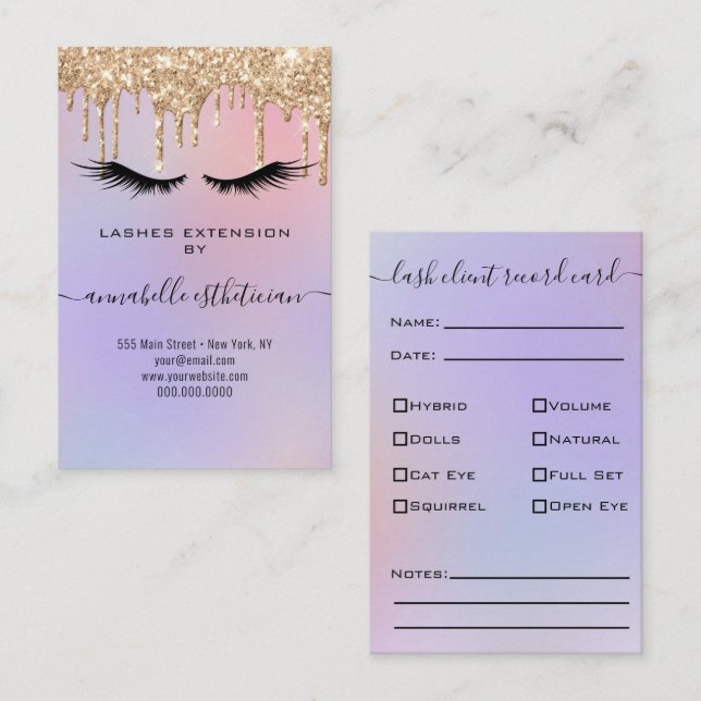 Cartão De Visita Busi de Registro de Cliente de Extensão Eyelash Do (Frente/Verso)