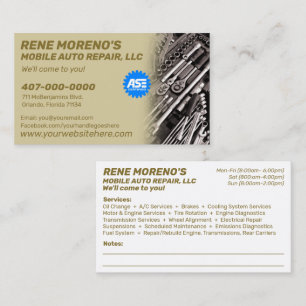 Cartão De Visita Busi lateral Mecânico de reparo de automóveis de 2