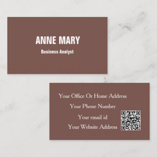 Cartão De Visita Business Analyst Terracotta Elegant Modern QR Code