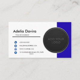 Cartão De Visita Business Card  Blue with Simple Logo and Text 