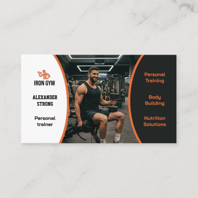 Cartão De Visita Business card fitness trainer body building gym (Frente)