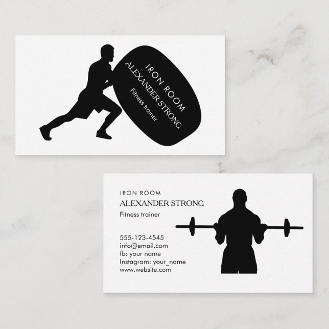 Cartão De Visita Business card for a fitness trainer or nutritionis (Frente/Verso)
