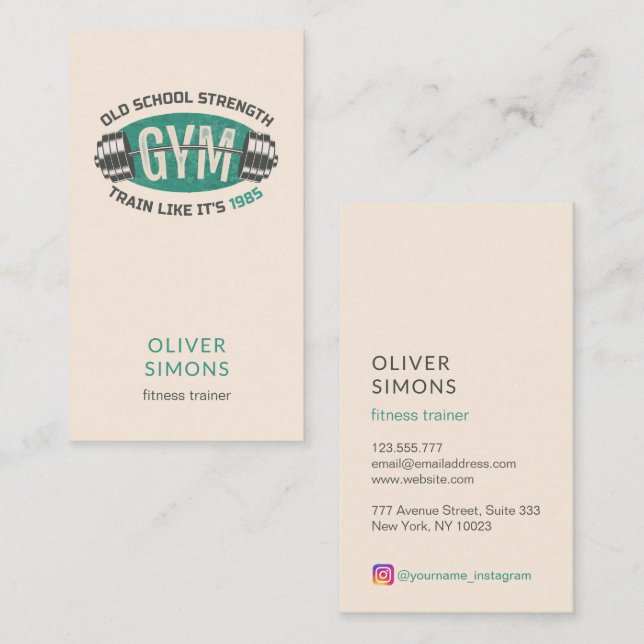 Cartão De Visita Business Card for Fitness trainer (Frente/Verso)