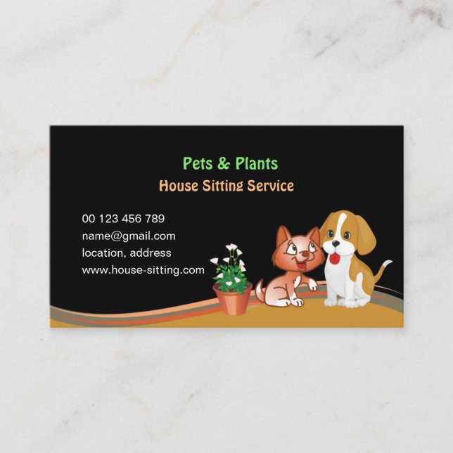 Cartão De Visita business card for Pet & Plants Sitting Service (Frente)