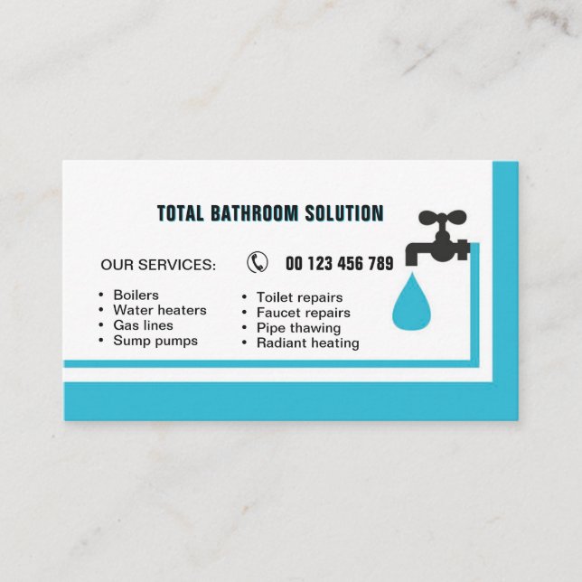 Cartão De Visita business card for plumber & handyman (Frente)