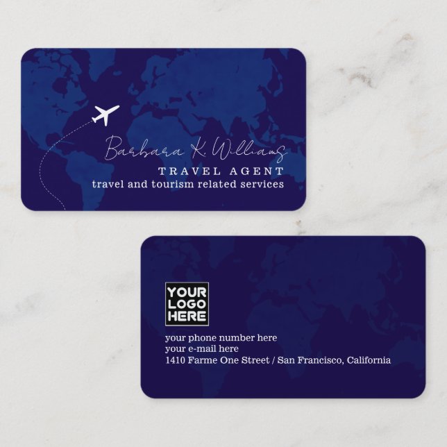 Cartão De Visita Business Card for Travel Agents (Frente/Verso)