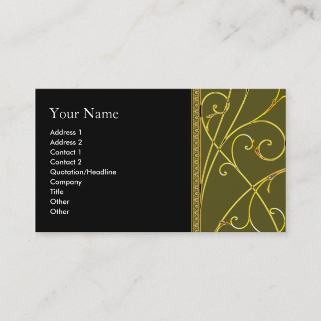 Cartão De Visita business_card_gold_floral (Frente)