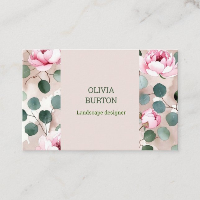 Cartão De Visita Business card with floral background and name (Frente)