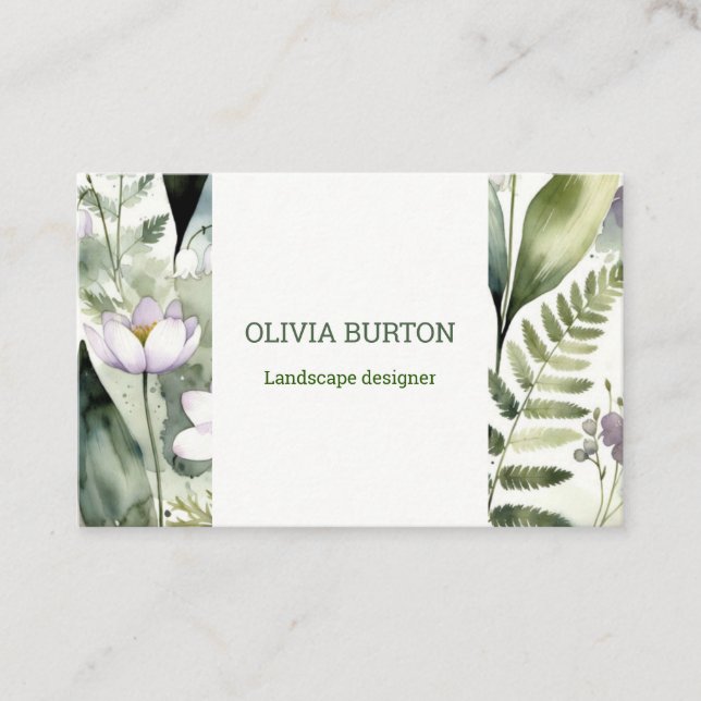 Cartão De Visita Business card with floral background and name (Frente)