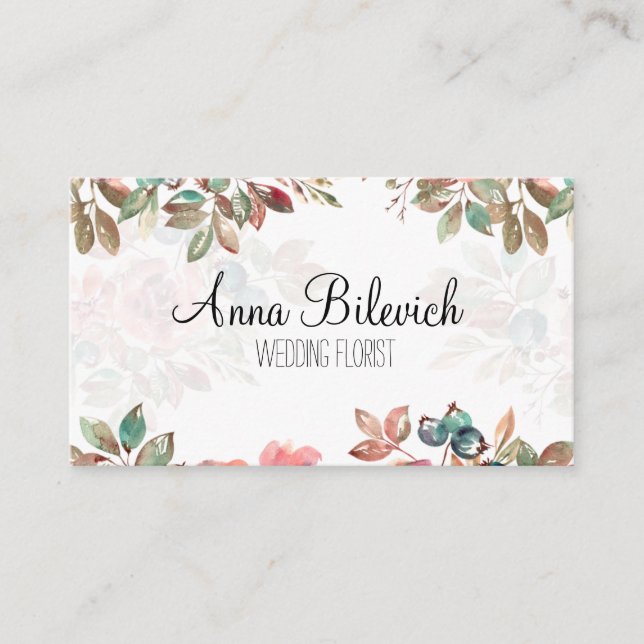 Cartão De Visita business card with flowers (Frente)