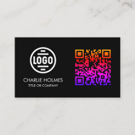Cartão De Visita Business Card with QR Code | Black Modern Design