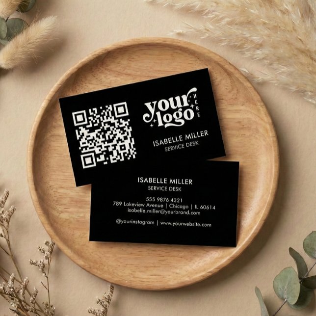 Cartão De Visita Business Card with QR Code | Modern Black Design (Business Card with QR Code | Modern Black Design)